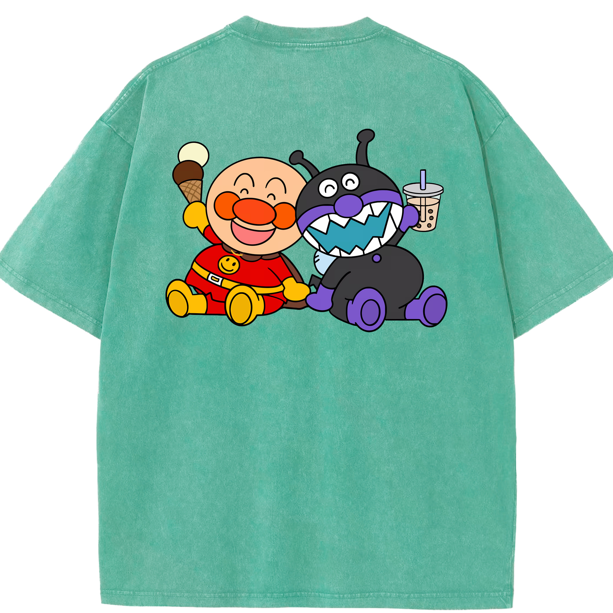 （画像用） アンパンマン Anpanman 綿100% ヴィンテージ風 半袖Tシャツ（背面プリント）